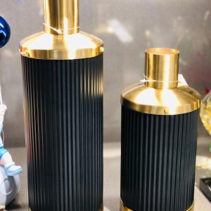 BLACK METAL VASES (SET OF 2)